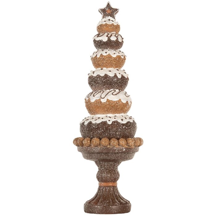 Clayre & Eef 6PR5852 Decoratieve Kerstboom Ø 11x33 cm Bruin & Wit