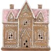 Clayre & Eef 6PR5857 Decoratie Huis met LED 21x8x20 cm Bruin Roze