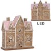 Clayre & Eef 6PR5857 Decoratie Huis met LED 21x8x20 cm Bruin Roze