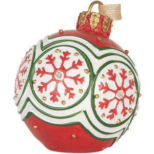 Clayre & Eef 6PR5859 Decoratiehanger Kerstbal met LED Ø 12x14 cm