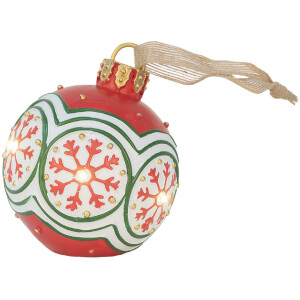Clayre & Eef 6PR5859 Decoratiehanger Kerstbal met LED Ø 12x14 cm