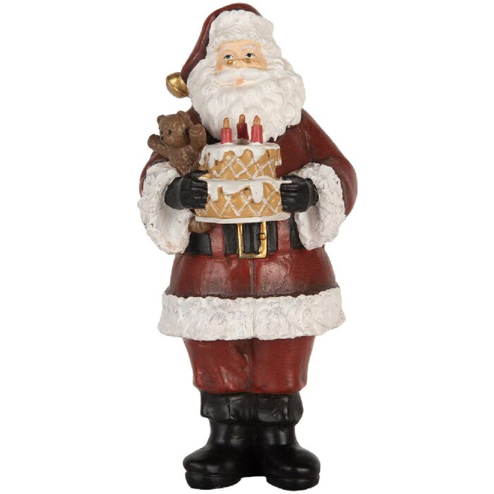 Clayre & Eef 6PR5862 Kerstsierstuk Kerstman met Taart 10x10x21 cm