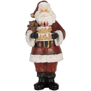 Clayre & Eef 6PR5862 Kerstsierstuk Kerstman met Taart 10x10x21 cm