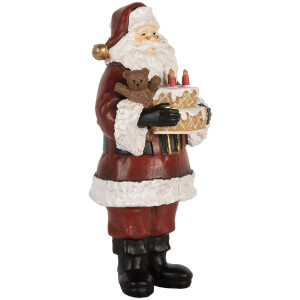 Clayre & Eef 6PR5862 Kerstsierstuk Kerstman met Taart 10x10x21 cm