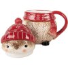 Clayre & Eef 6CEMU0203 Beker 15x11x17 cm Rood Beige met Deksel