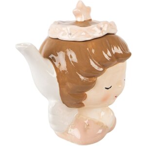 Clayre & Eef 6CETE0184 Theepot 21x12x16 cm Beige-Roze...