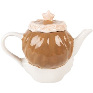 Clayre & Eef 6CETE0184 Theepot 21x12x16 cm Beige-Roze / 650 ml