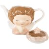 Clayre & Eef 6CETE0184 Theepot 21x12x16 cm Beige-Roze / 650 ml