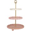 Clayre & Eef 6H2458 Etagère Ø 30x50 cm roze-wit