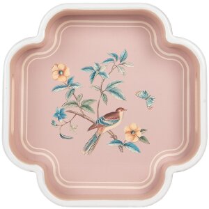 Clayre & Eef 6H2461 Decoratieve Dienbladset 2 Beige Roze 30x30/24x24 cm