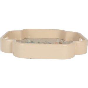 Clayre & Eef 6H2461 Decoratieve Dienbladset 2 Beige Roze 30x30/24x24 cm