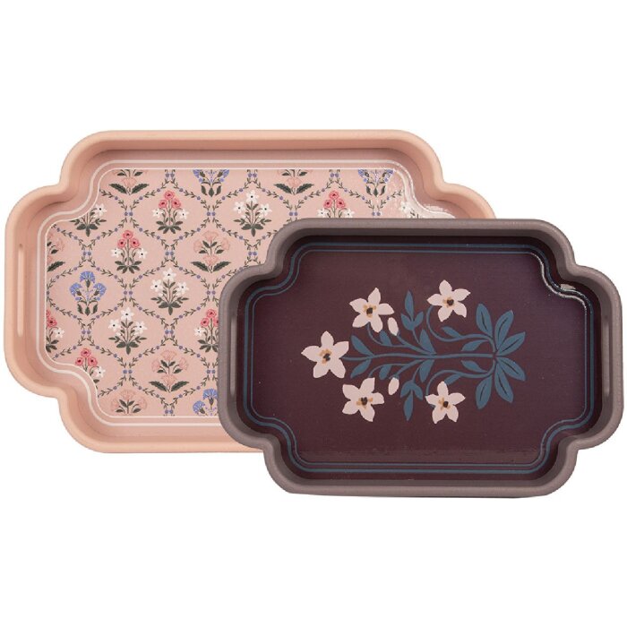 Clayre & Eef 6H2463 Decoratief Dienblad Set van 2 Roze Violet