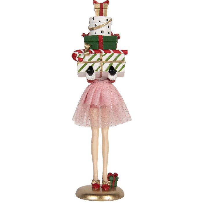 Clayre & Eef 6PR5769 Decoratie Vrouw 10x10x36 cm Roze Wit