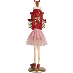 Clayre & Eef 6PR5769 Decoratie Vrouw 10x10x36 cm Roze Wit