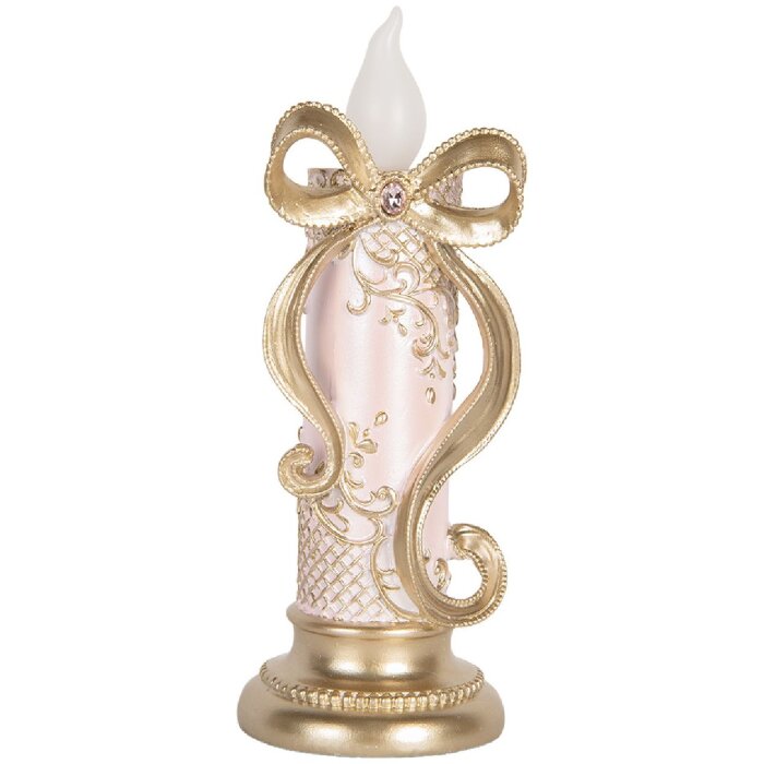 Clayre & Eef 6PR5776 Decoratieve LED-kaars 10x10x25 cm Goud Roze