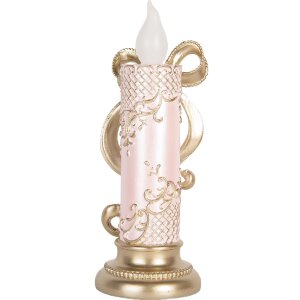 Clayre & Eef 6PR5776 Decoratieve LED-kaars 10x10x25 cm Goud Roze