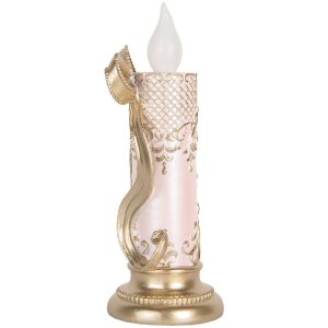 Clayre & Eef 6PR5776 Decoratieve LED-kaars 10x10x25 cm Goud Roze