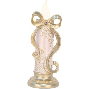 Clayre & Eef 6PR5776 Decoratieve LED-kaars 10x10x25 cm Goud Roze