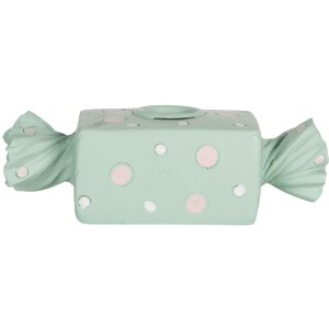 Clayre & Eef 6PR5778BL Kandelaar 14x6x4 cm Blauw en Wit