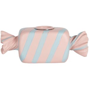 Clayre & Eef roze-blauwe kerstdecoratie kandelaar 14x5x5 cm