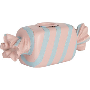 Clayre & Eef roze-blauwe kerstdecoratie kandelaar 14x5x5 cm