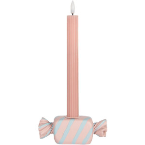 Clayre & Eef roze-blauwe kerstdecoratie kandelaar 14x5x5 cm