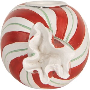 Clayre & Eef 6PR5778R Kandelaar 14x7x6 cm Rood Wit