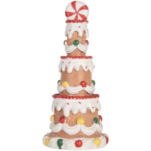 Clayre & Eef 6PR5779 Decoratieve Taart Ø 10x22 cm Bruin-Wit