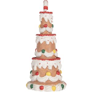 Clayre & Eef 6PR5779 Decoratieve Taart Ø 10x22 cm Bruin-Wit