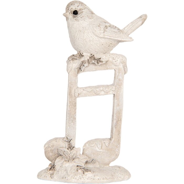 Clayre & Eef 6PR5927 Decoratie Vogel Beige-Wit 8x4x13 cm