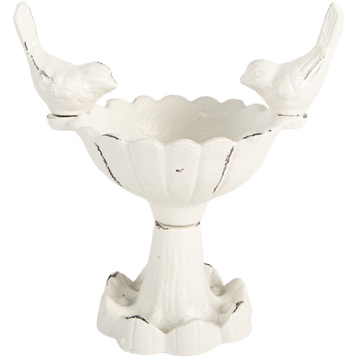Clayre & Eef 6Y5741 Vogel Voerbak 14x10x15 cm wit