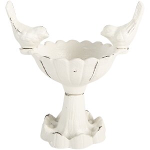 Clayre & Eef 6Y5741 Vogel Voerbak 14x10x15 cm wit