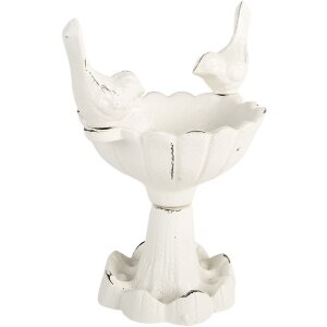 Clayre & Eef 6Y5741 Vogel Voerbak 14x10x15 cm wit