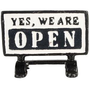 Clayre & Eef 6Y5749 Tekstbord open / gesloten 16x7x12 cm Zwart-Wit