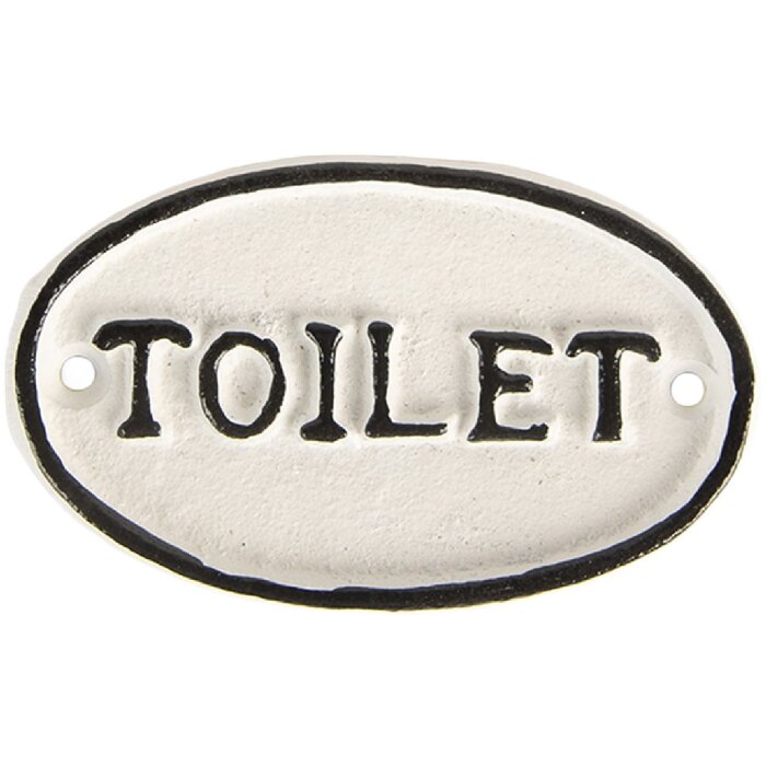 Clayre & Eef 6Y5768 Tekstbord Toilet 10x1x6 cm Wit