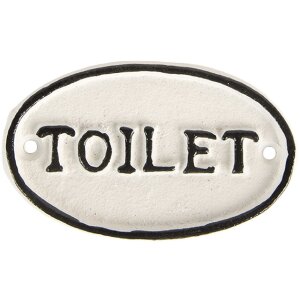 Clayre & Eef 6Y5768 Tekstbord Toilet 10x1x6 cm Wit