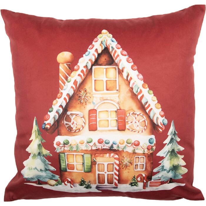 Clayre & Eef KT021.429 Kussensloop 45x45 cm Rood-Bruin