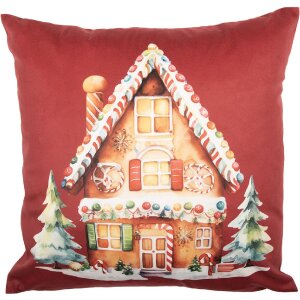 Clayre & Eef KT021.429 Kussensloop 45x45 cm Rood-Bruin