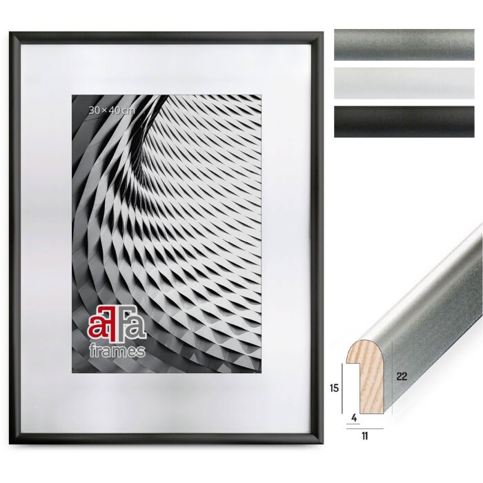 FramesFactory Houten Fotolijst Finger 10x15 tot 40x50cm Zwart Zilver Wit