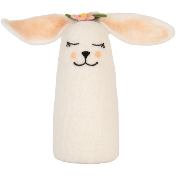 Clayre & Eef 66321 Viltmuis 23x10x23 cm Wit Roze