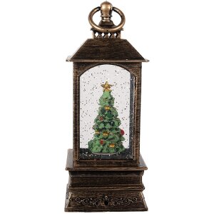 Clayre & Eef 66408 Decoratieve Kerstlantaarn met Boom 8x8x20 cm
