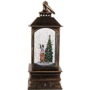Clayre & Eef 66409 Decoratieve Lantaarn met Kerstboom 8x8x20 cm