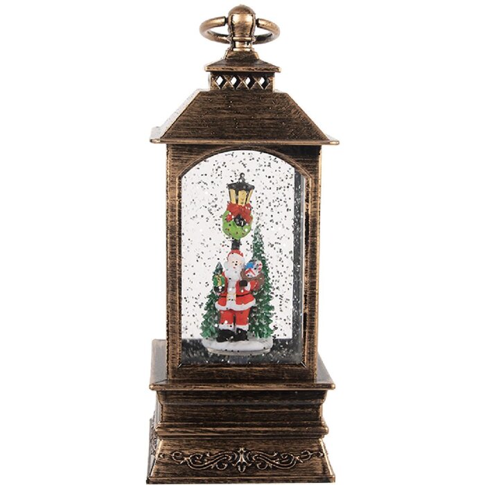 Clayre & Eef 66410 Decoratieve Lantaarn met Kerstman 8x8x20 cm