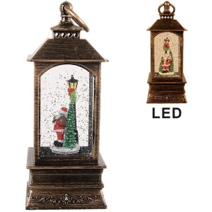 Clayre & Eef 66410 Decoratieve Lantaarn met Kerstman 8x8x20 cm