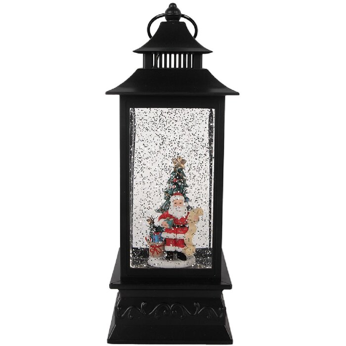 Clayre & Eef Decoratieve Lantaarn met Kerstman 10x10x28 cm