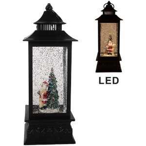 Clayre & Eef Decoratieve Lantaarn met Kerstman 10x10x28 cm