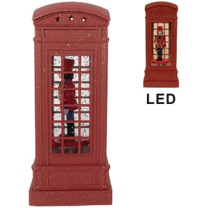 Clayre & Eef 66412 Decoratie Telefooncel met Notenkraker 9x9x21 cm