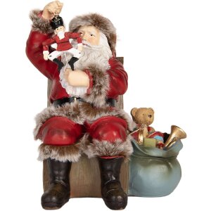 Clayre & Eef 6PR5749 Kerstman Decoratie 16x13x19 cm Rood