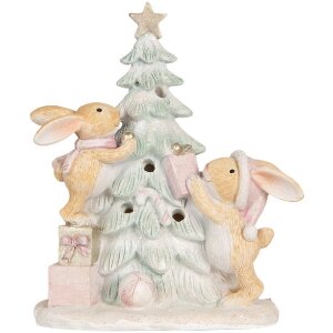 Clayre & Eef 6PR5880 Decoratie Konijn met LED 14x8x16 cm Bruin en Wit