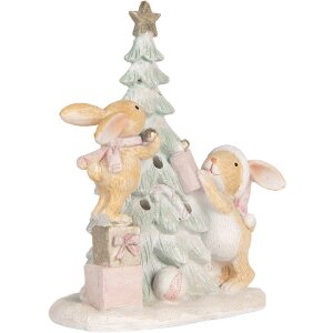 Clayre & Eef 6PR5880 Decoratie Konijn met LED 14x8x16 cm Bruin en Wit